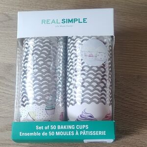 Real Simple Silver Wave Baking Cups - Set of 50